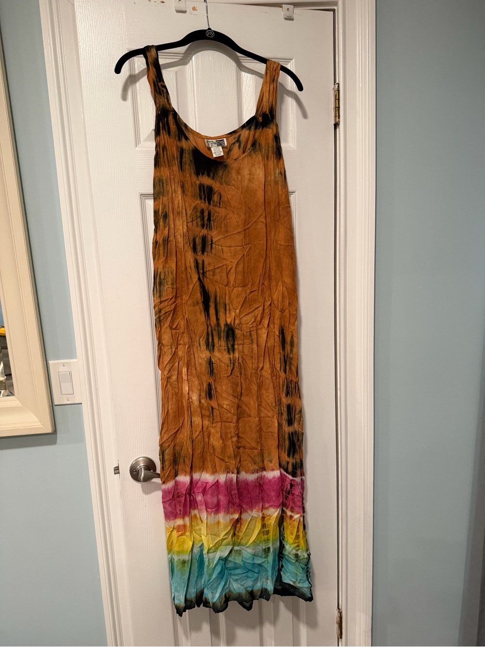 Oneplus Rust and Black Tie-Dye Maxi Dress